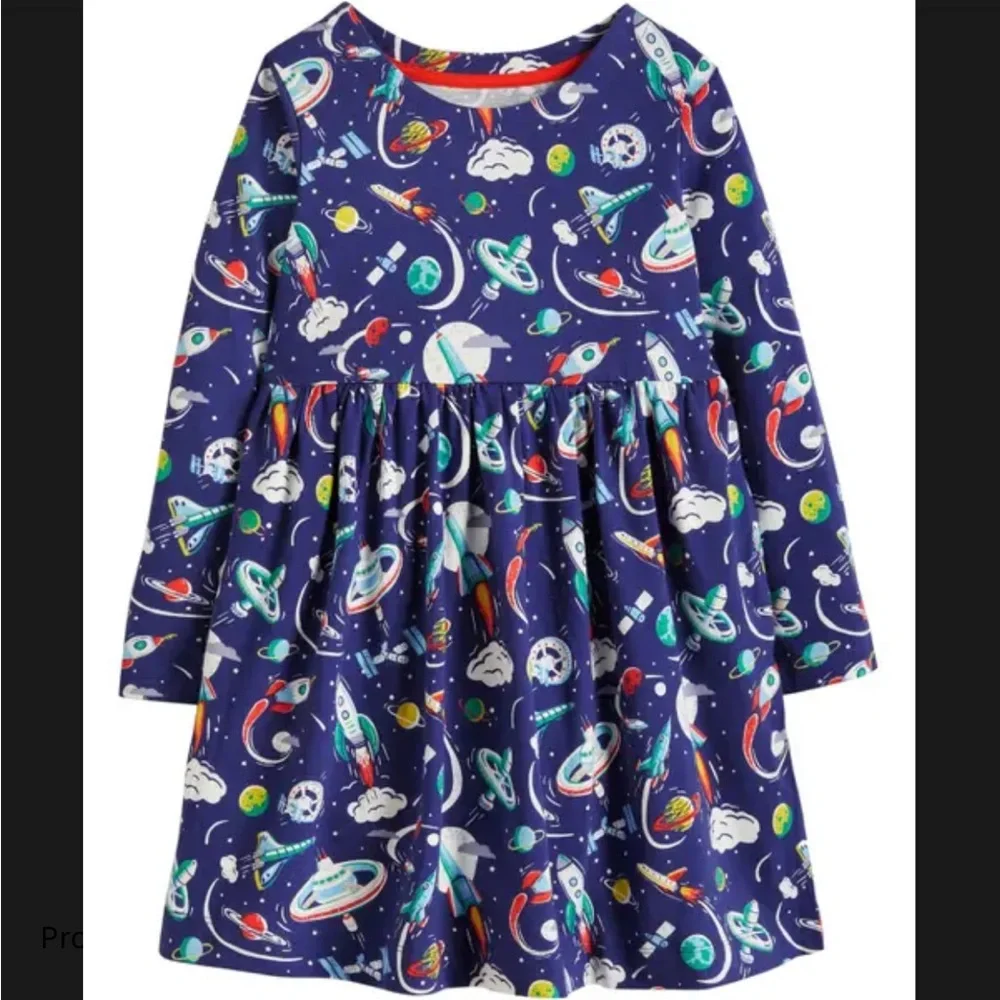 NEW Mini Boden Print Long Sleeve Dress